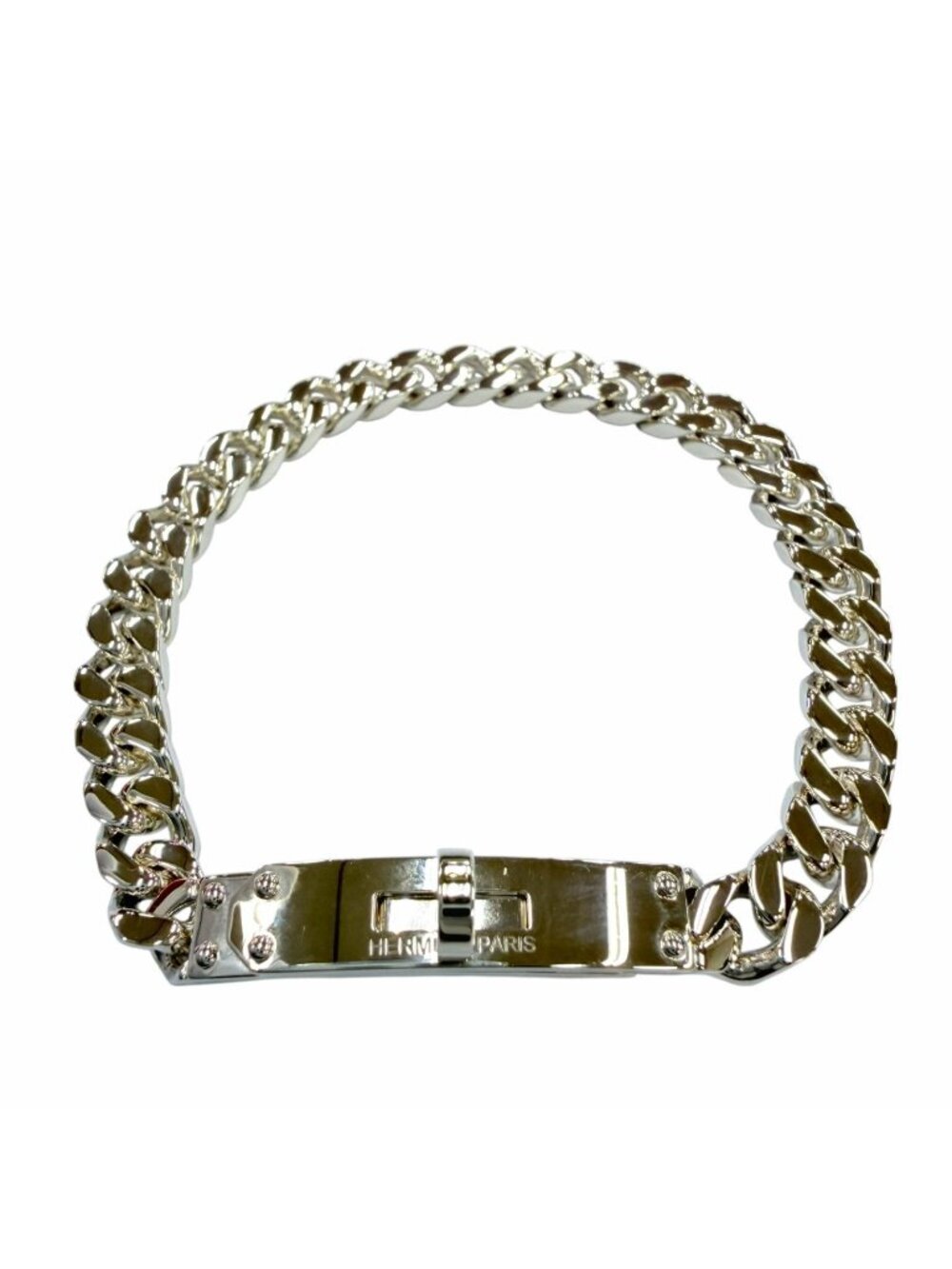 Hermes Kelly Gourmette Bracelet LG Silver